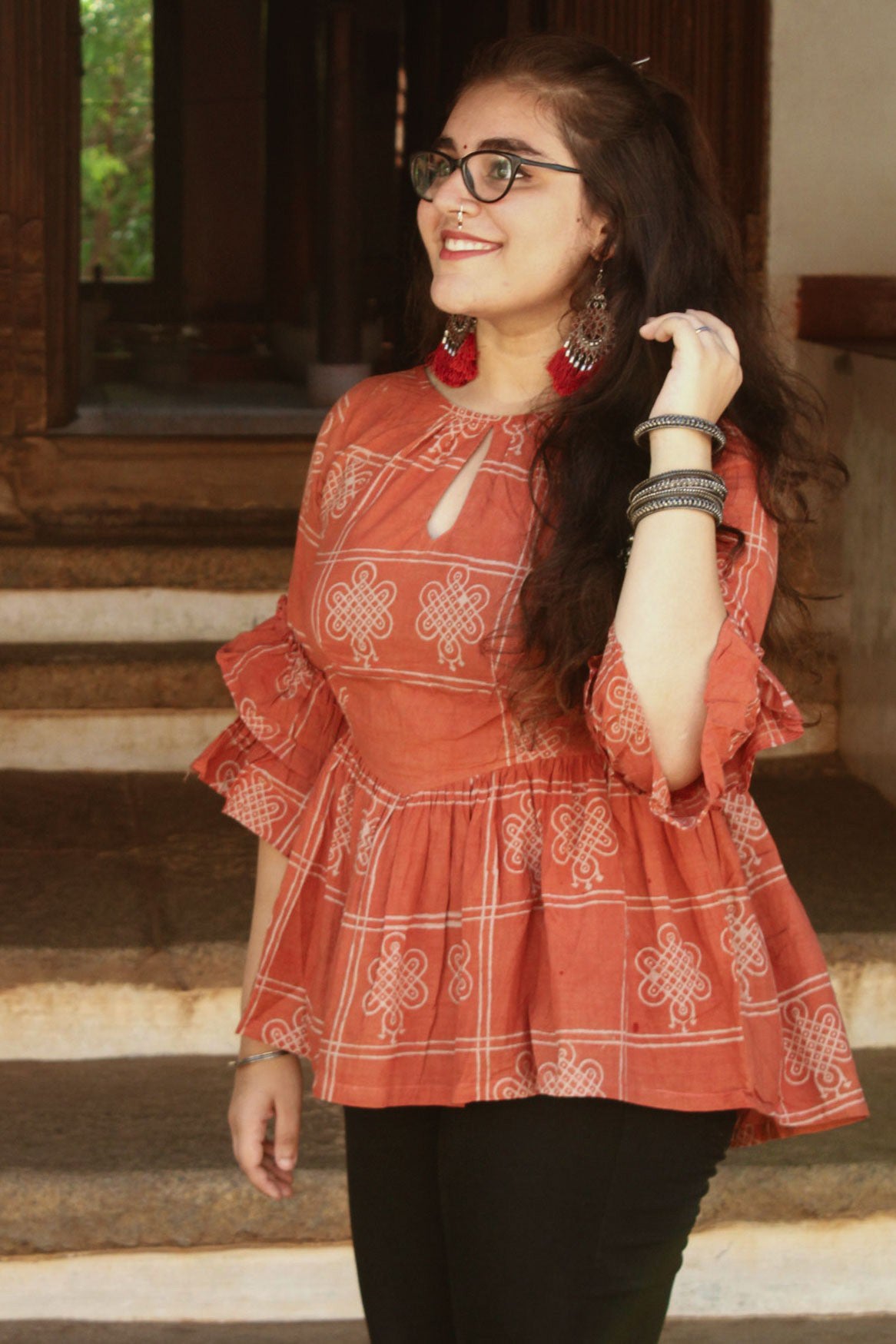 Peach Ruffled top - Sikhat