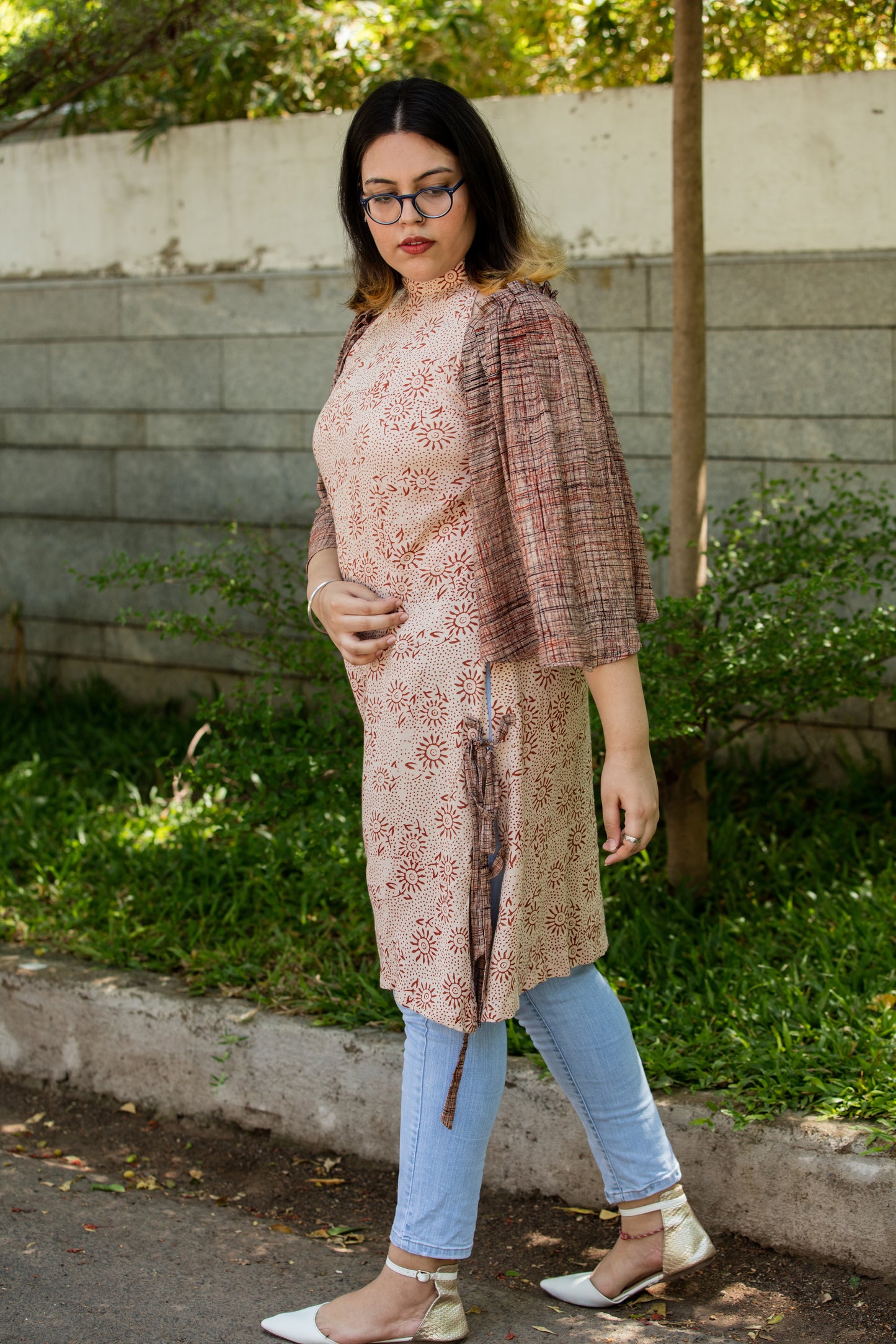 Side Slit dress with Pleated Sleeves - Sikhat