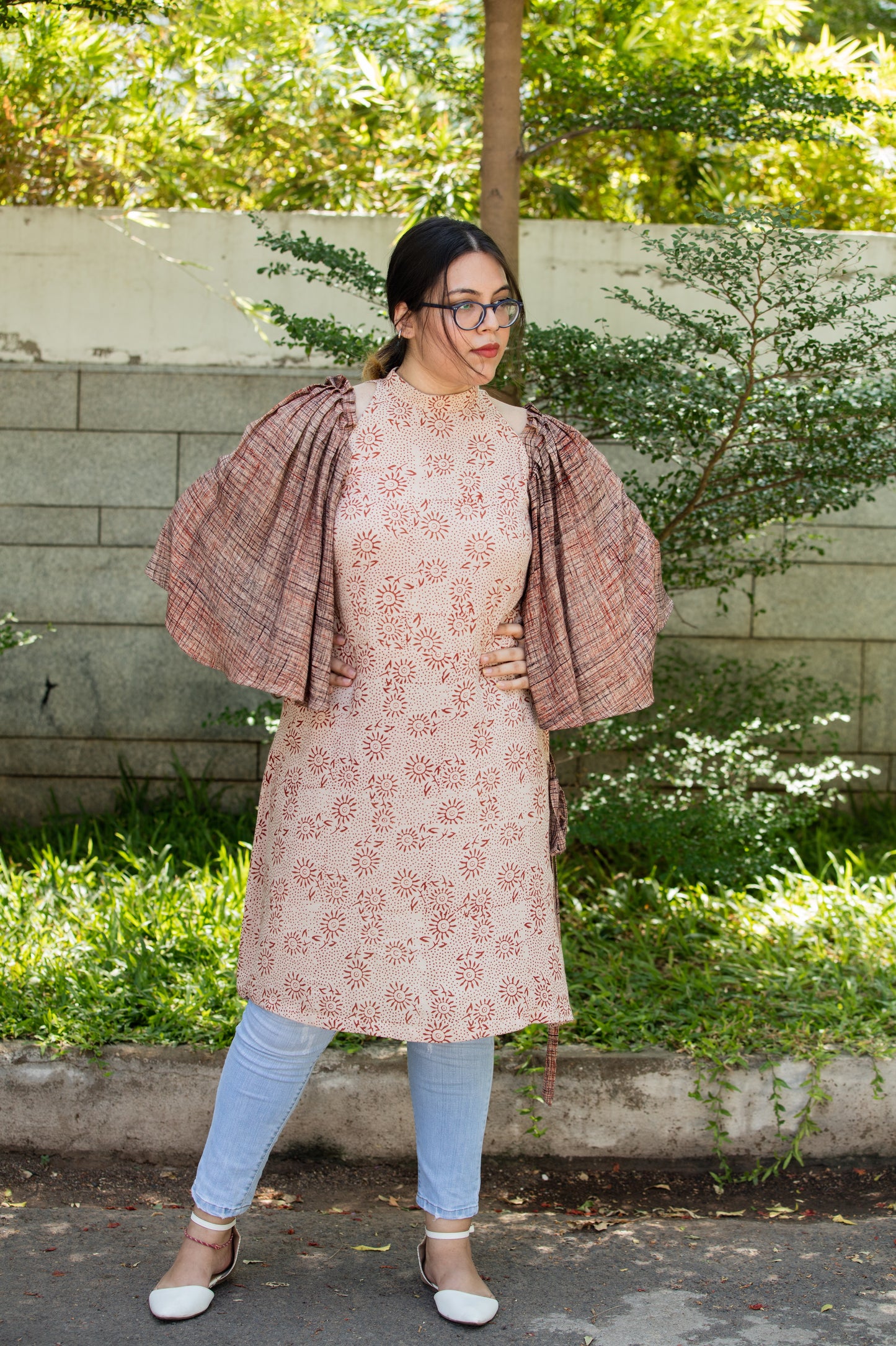 Side Slit dress with Pleated Sleeves - Sikhat