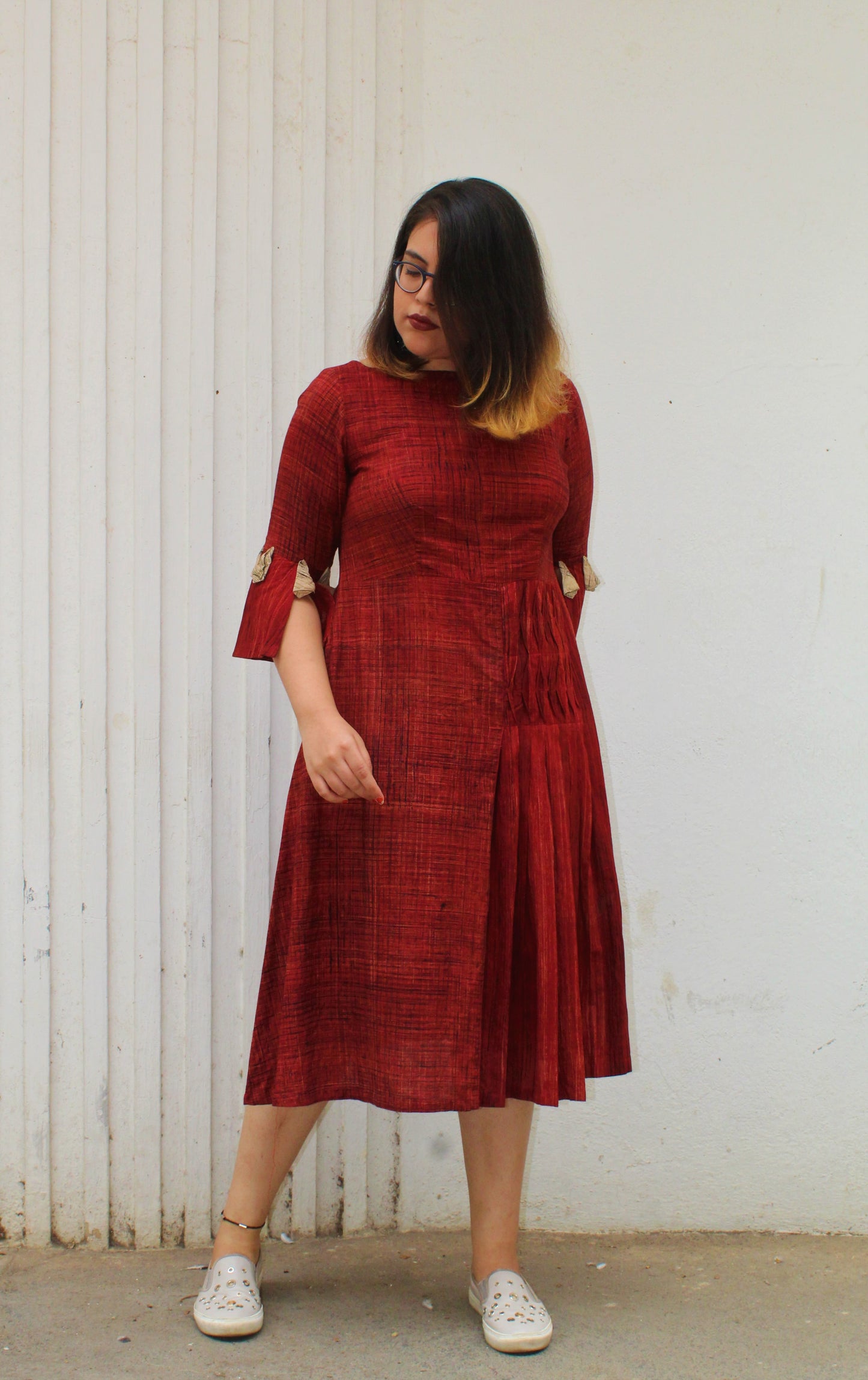 Rust textured dress - Sikhat