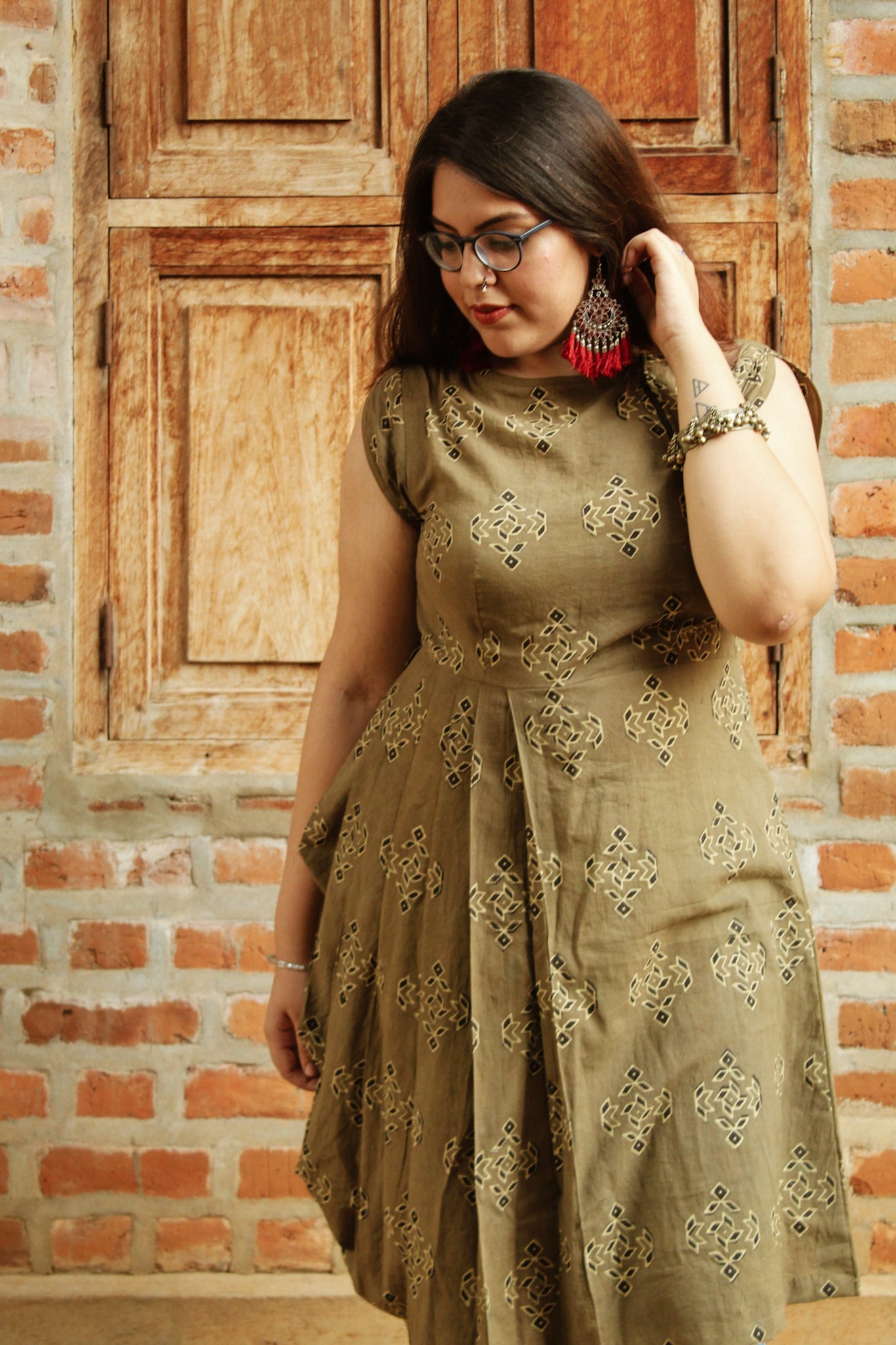 Khaki green Draped kurti - Sikhat