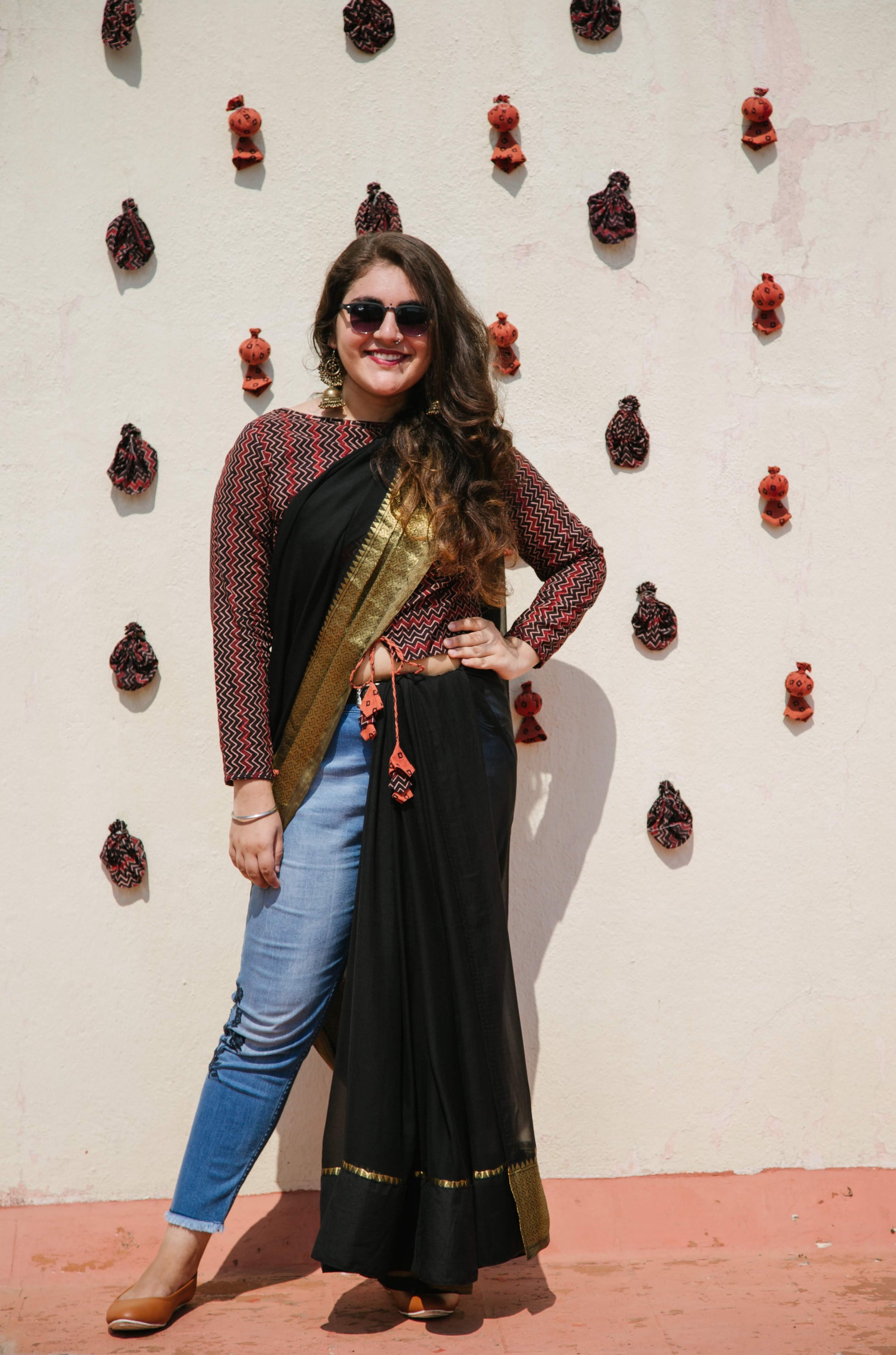 Chevron Crop Top With Mid Tieup - Sikhat