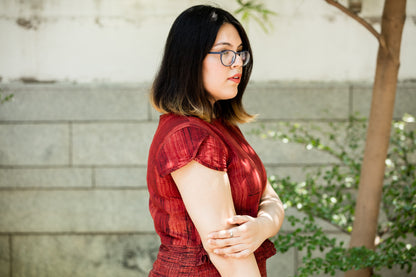 Red side slit dress with tie up - Sikhat