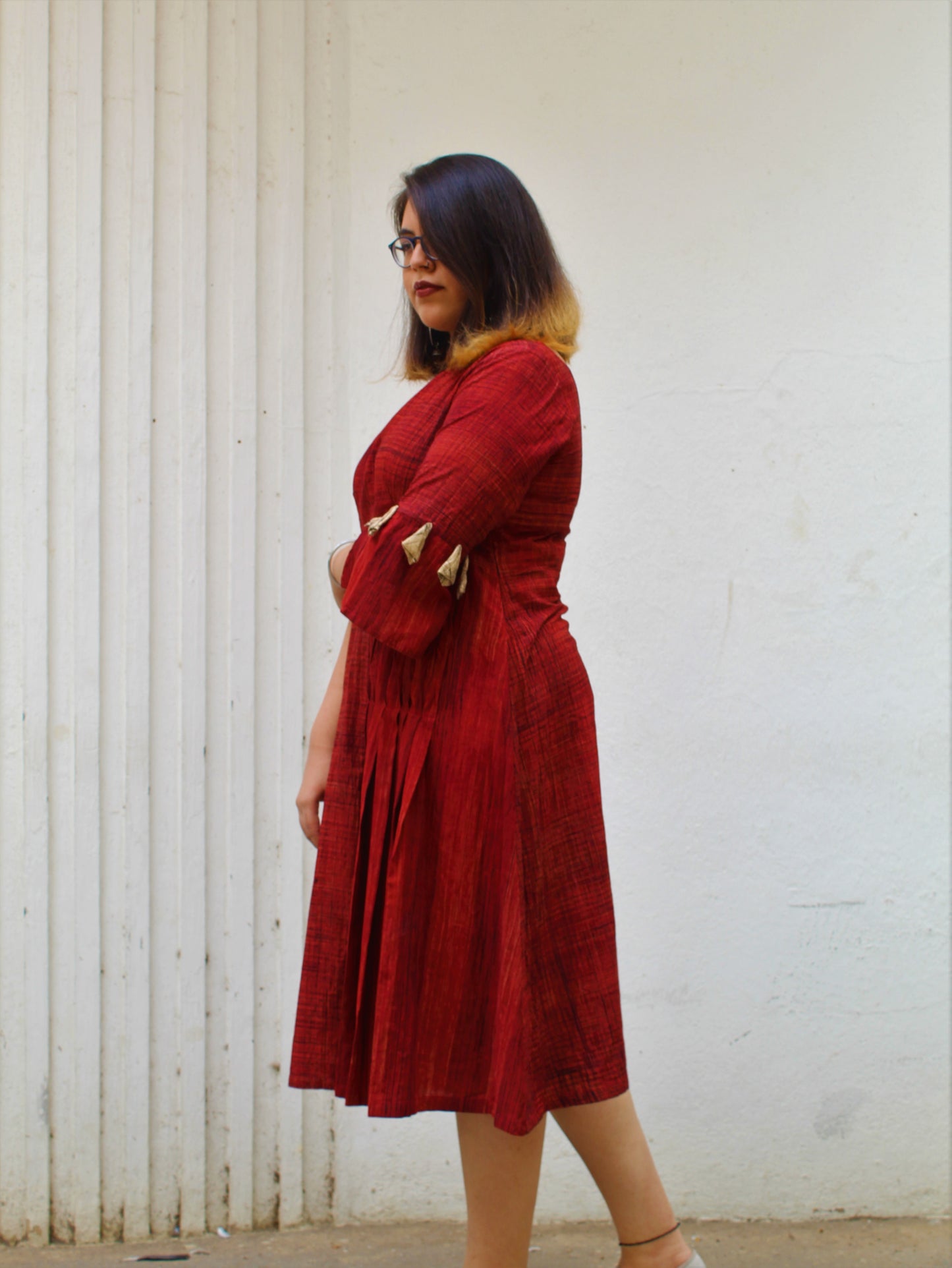 Rust textured dress - Sikhat