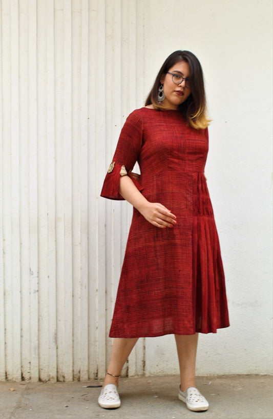 Rust textured dress - Sikhat