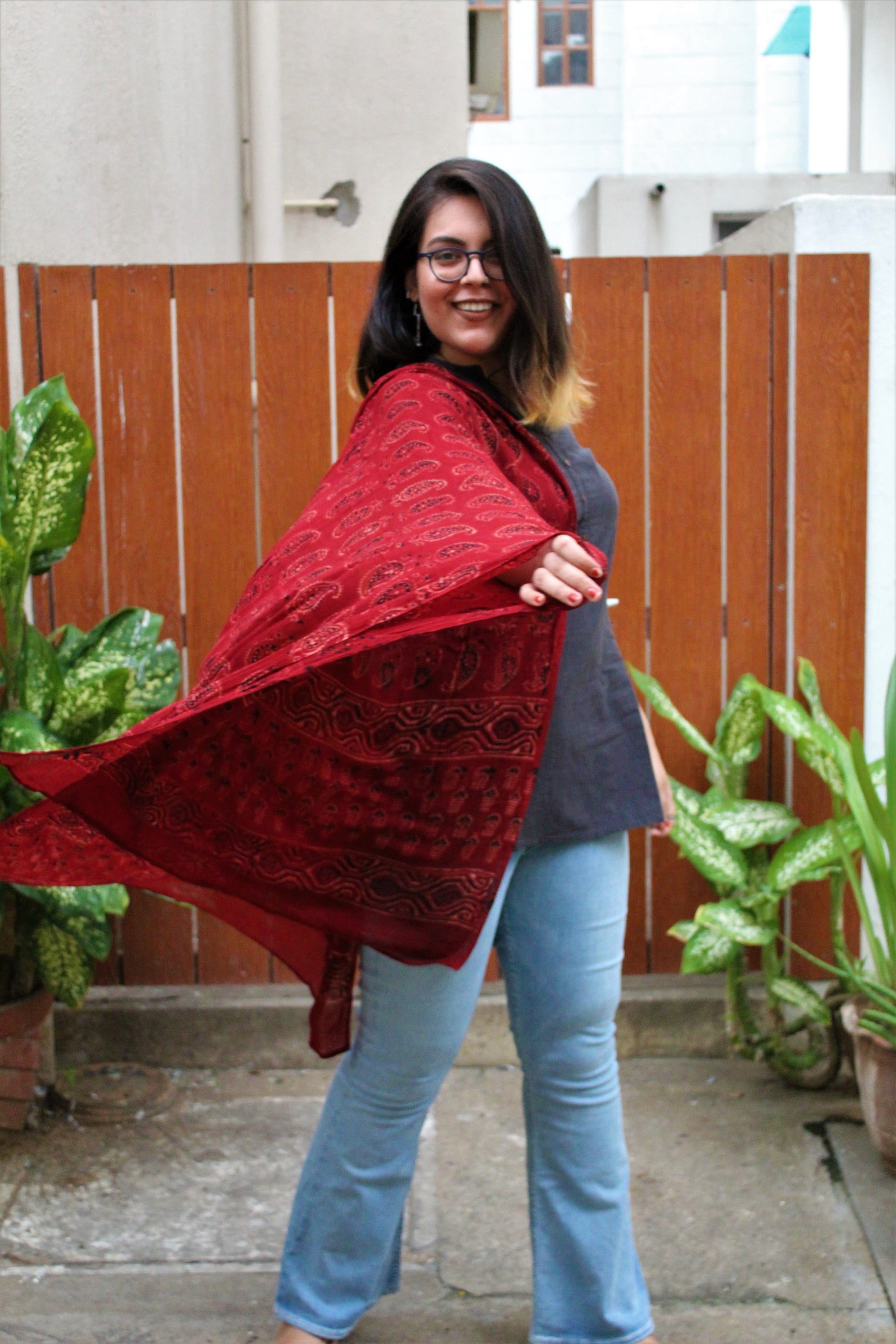 Ajrakh Dupatta - Sikhat