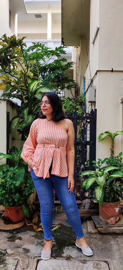 Orange One-shoulder top - Sikhat