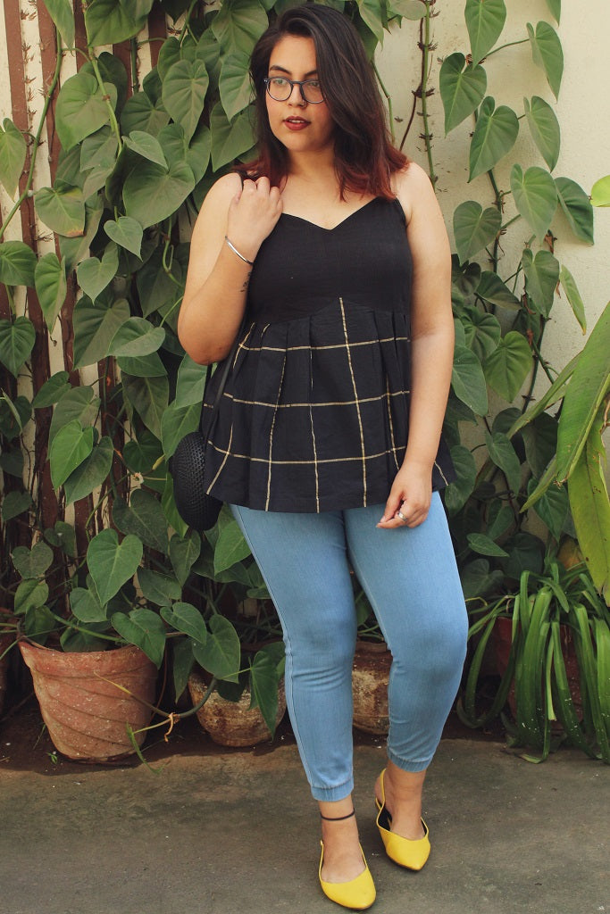 Black / Gold strap top - Sikhat