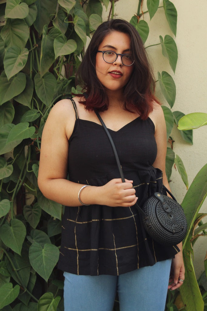 Black / Gold strap top - Sikhat