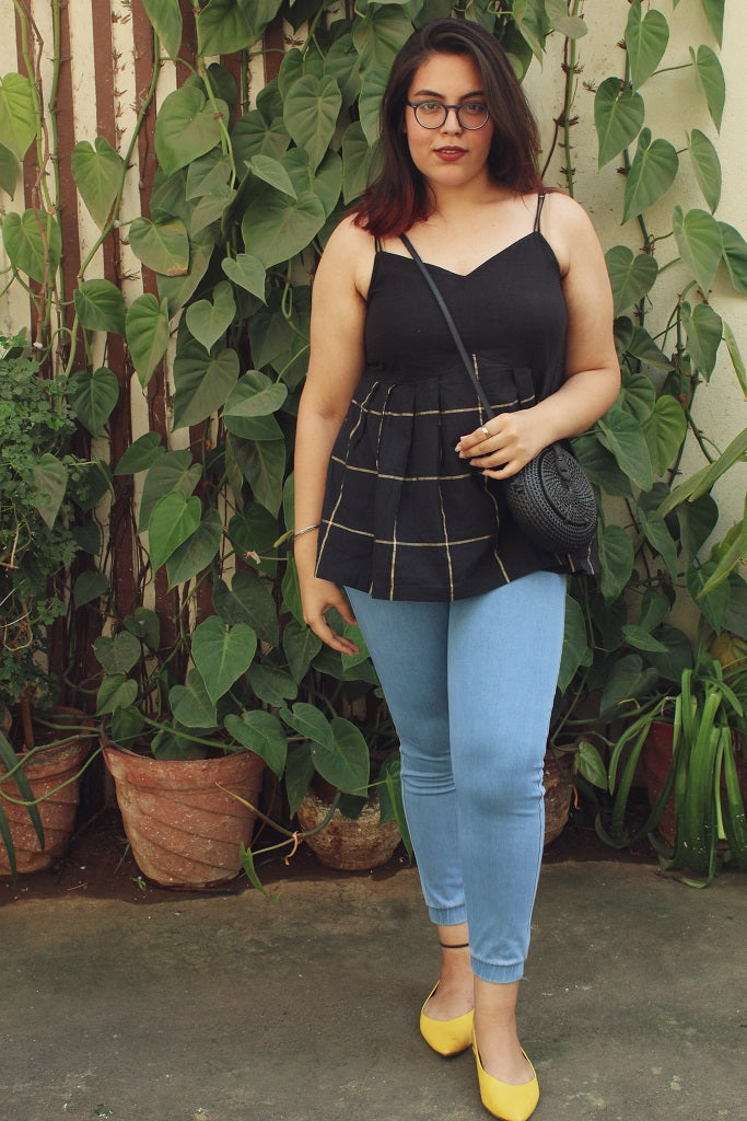 Black / Gold strap top - Sikhat