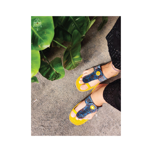 Mashru silk Ajrakh chappals - Sikhat